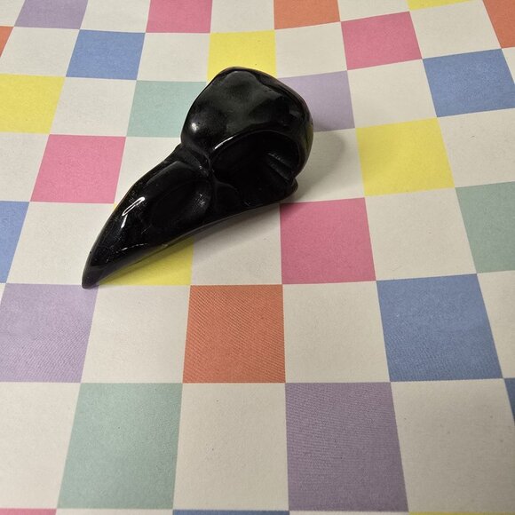 Obsidian Crow Head Crystal Carving - Picture 3 of 5